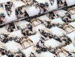 Eigenproduktion French Terry Wölfe in den Wälder auf Grau/Weiß